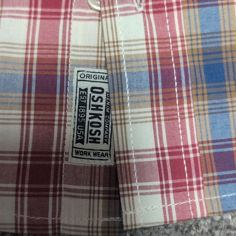 OshKosh B'gosh Boys Plaid Shirt - Red, Blue, White NWT Size 8 - Picture 2 of 7